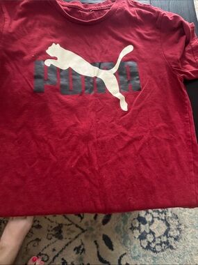 Puma Red Tee with White Puma Logo and black Text